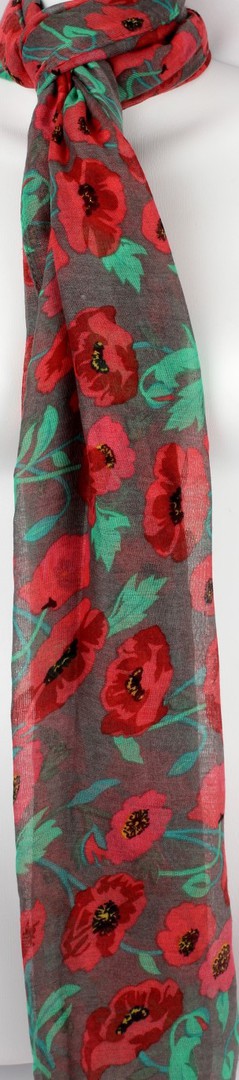 Printed floral scarf grey Style:SC/4401/GREY image 0